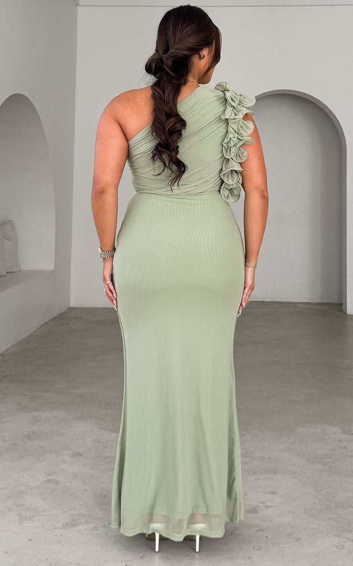 Amelio Mesh Maxi Dress - Sage