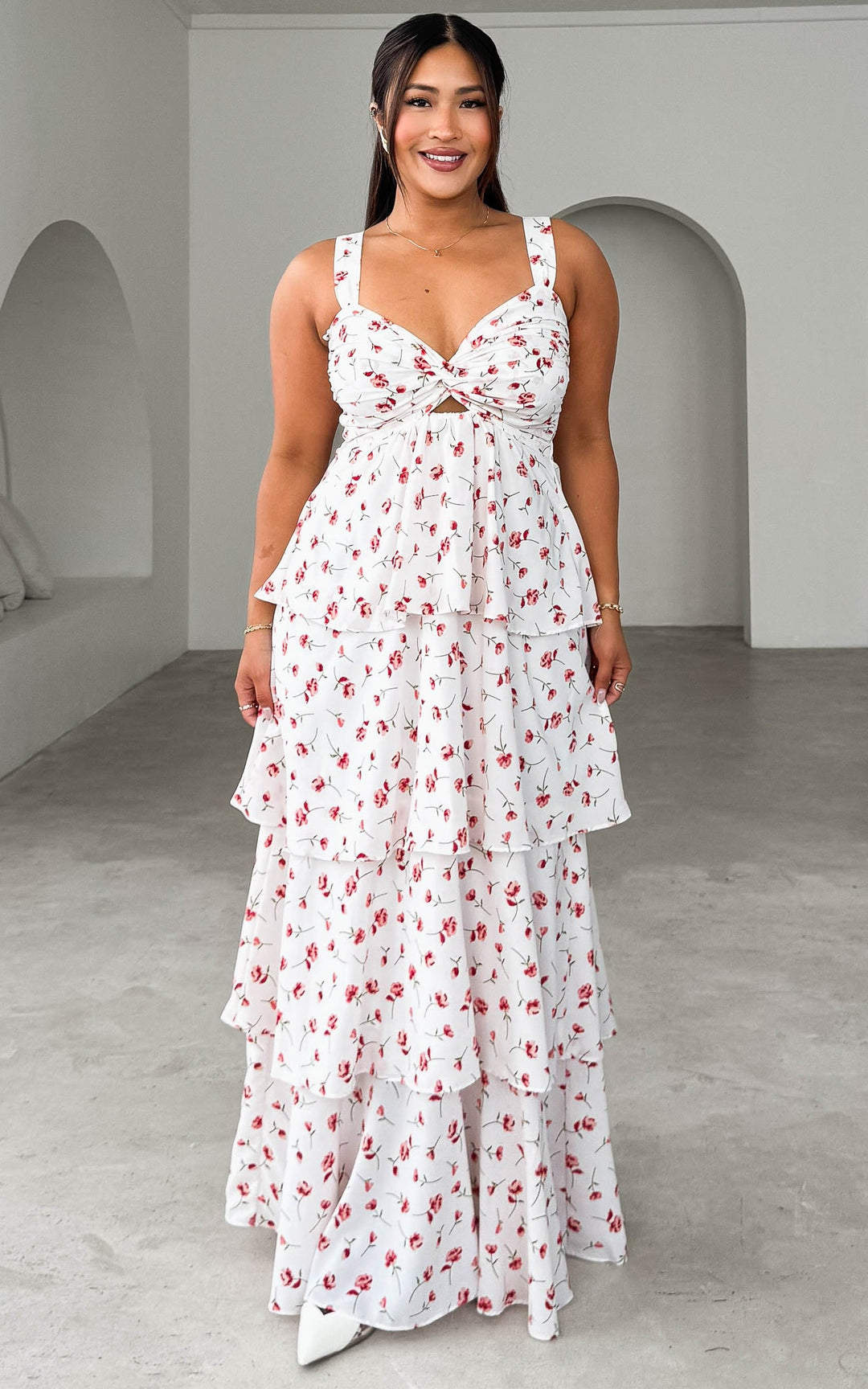 Cherika Maxi Dress - White Floral