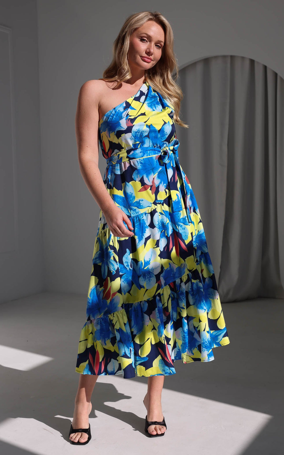 Denver Long Sleeve Maxi Dress - Blue Green Floral