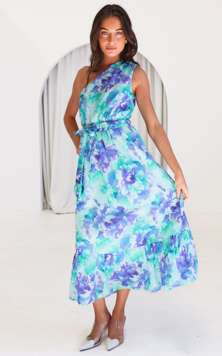 Devina Maxi Dress - Green Blue Floral