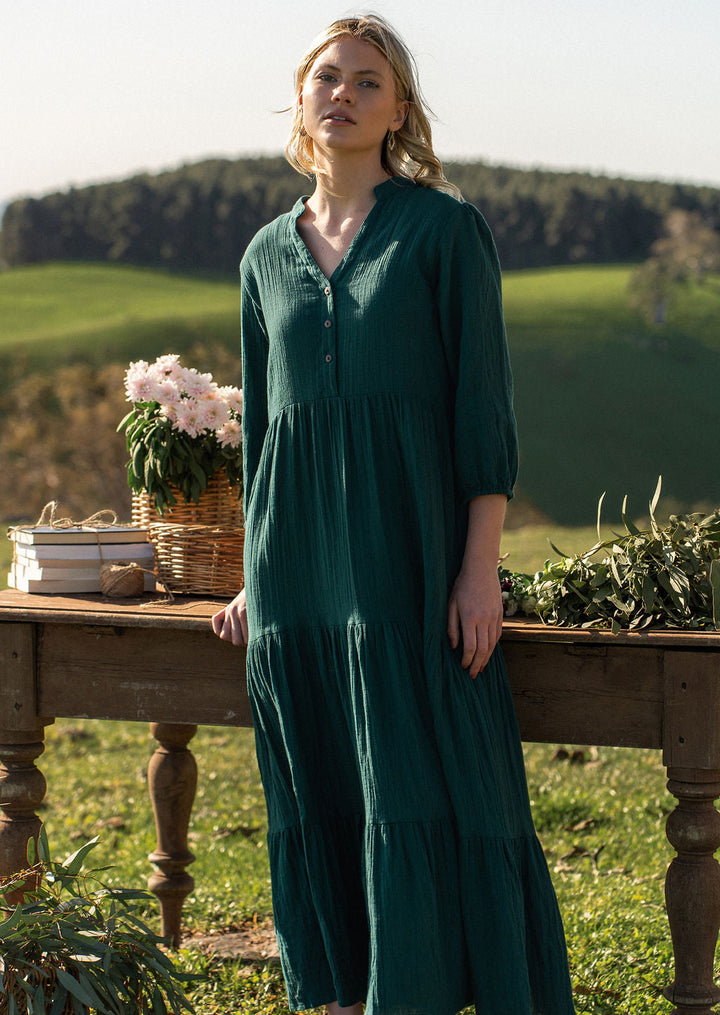 Deep Teal Tiered Maxi Dress