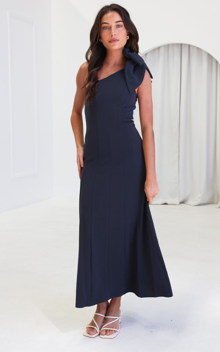 Finlee Bow Maxi Dress - Navy Black