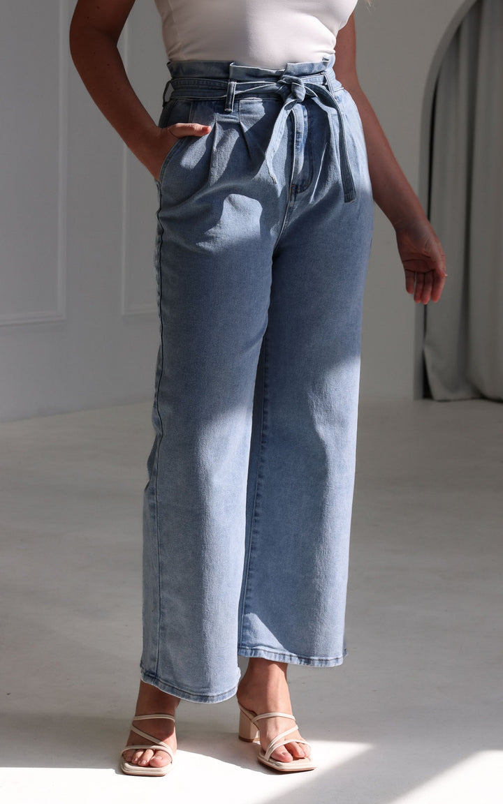Maribell Wide Leg Jeans - Light Blue