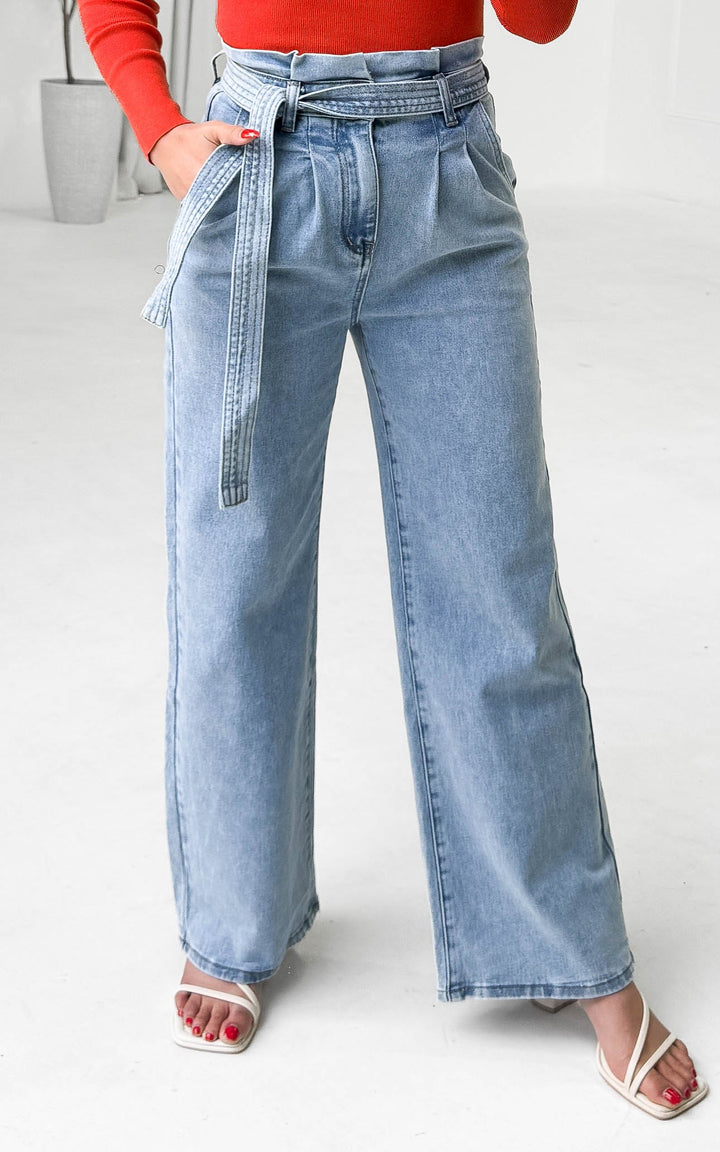 Maribell Wide Leg Jeans - Light Blue