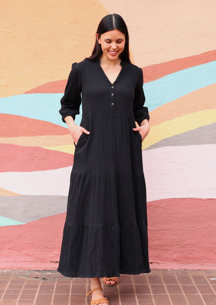 Black Tiered Maxi Dress