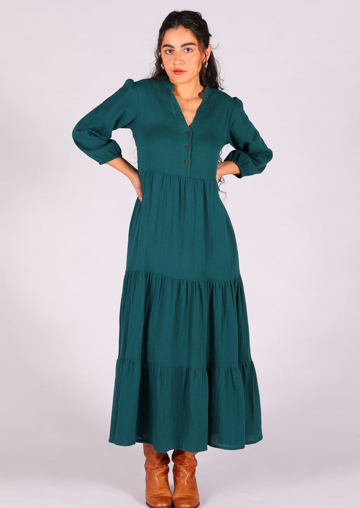 Deep Teal Tiered Maxi Dress