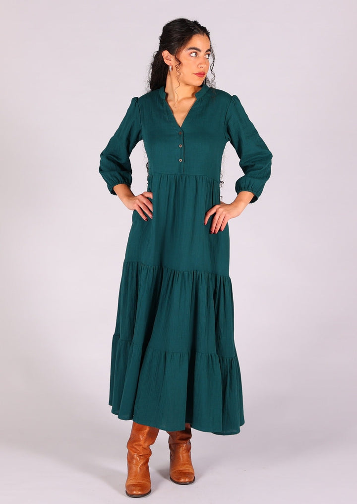 Deep Teal Tiered Maxi Dress