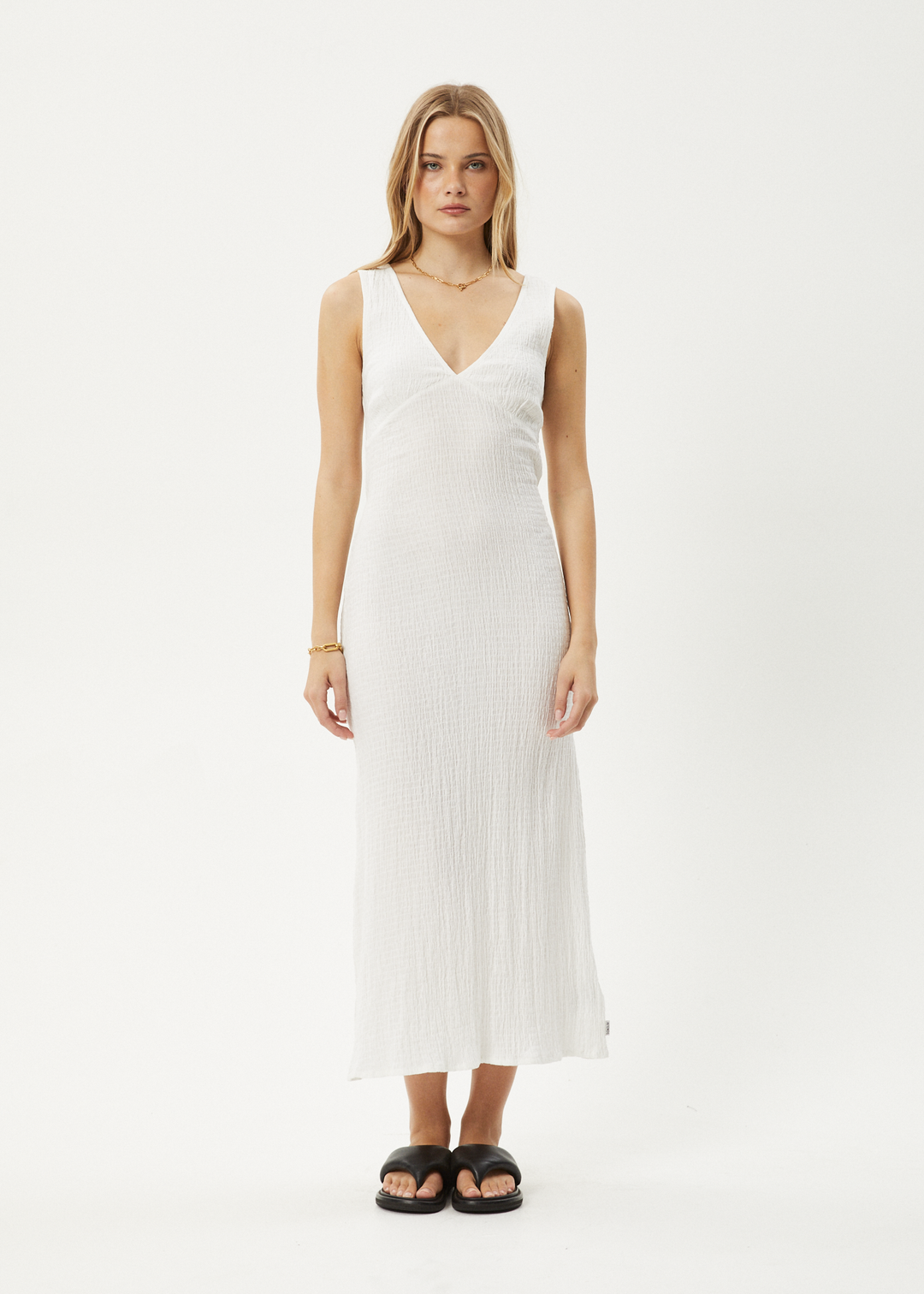 Womens Focus - Seersucker Maxi Dress - Off White