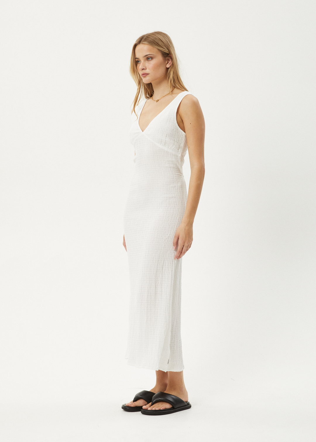Womens Focus - Seersucker Maxi Dress - Off White